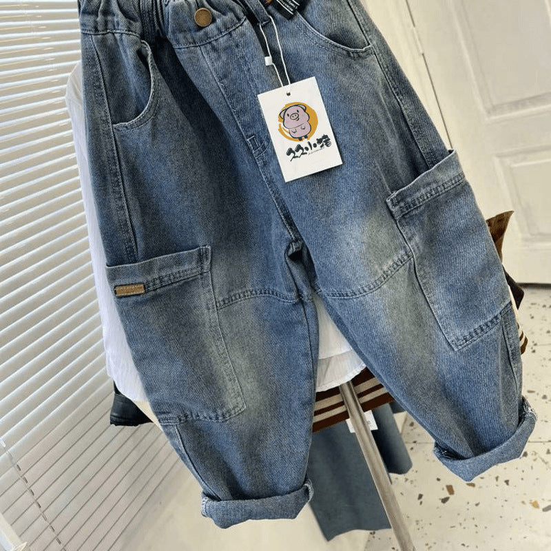 Boys Loose Fit Cotton Denim Jeans Casual Everyday Pants