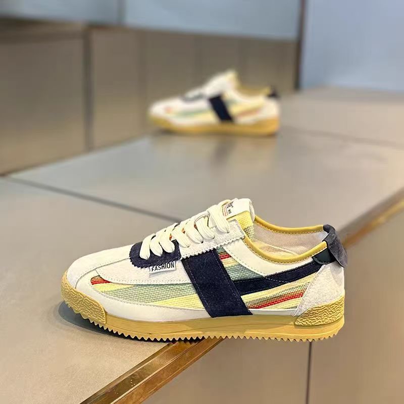 Men's Breathable Color Block Casual Sneakers Lace-Up Shoes