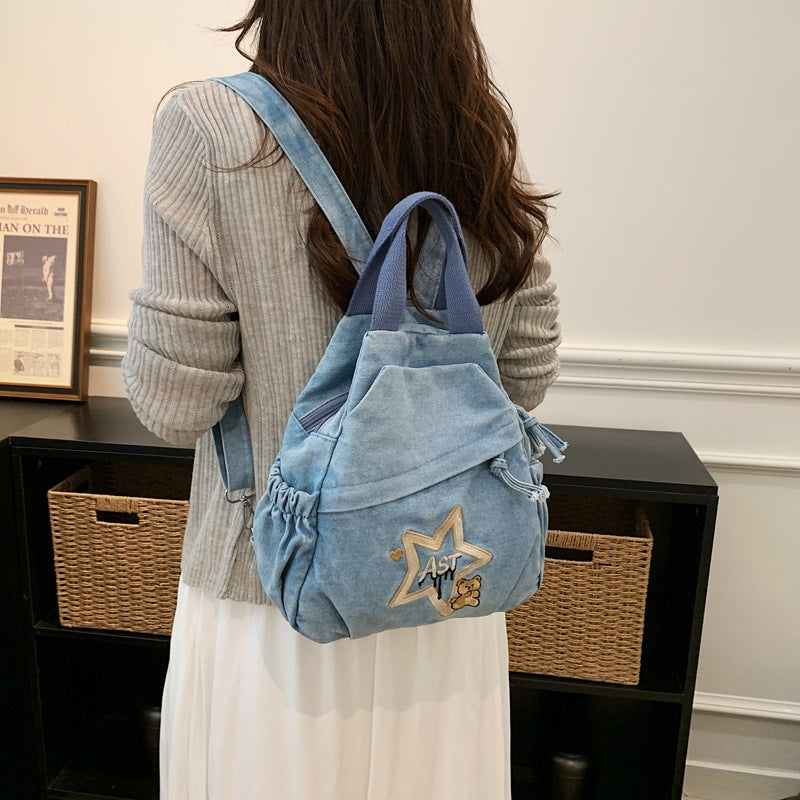 Retro Denim Large Capacity Sports Crossbody Chest Bag