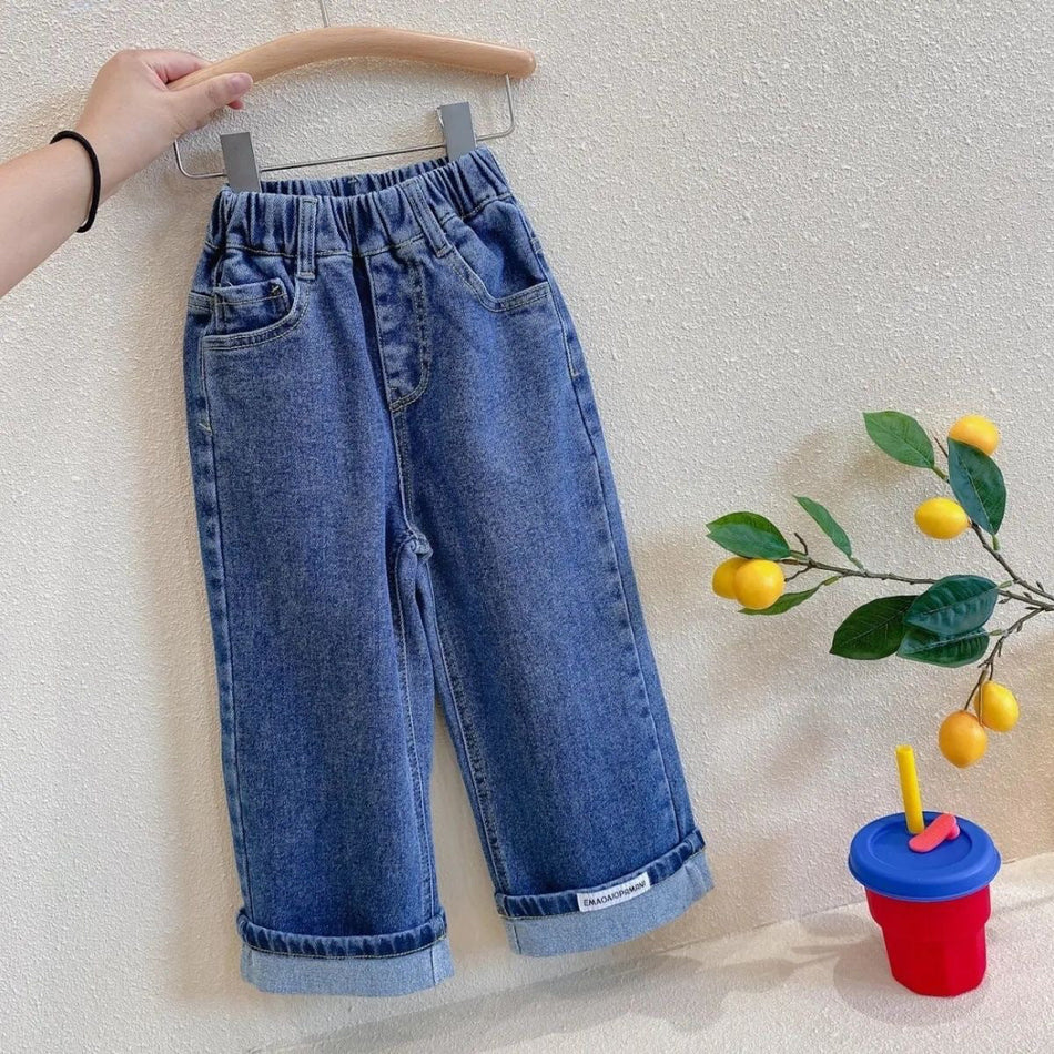 Girls Straight Leg Denim Jeans Casual All-Match Trousers