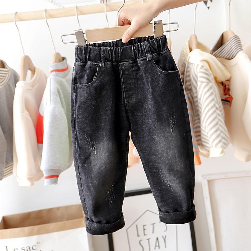 Kids Casual Cotton Denim Jeans Loose Fit Autumn Pants