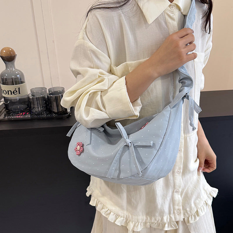 Women's Flower Polka Dot Large Capacity Nylon Tote Bag