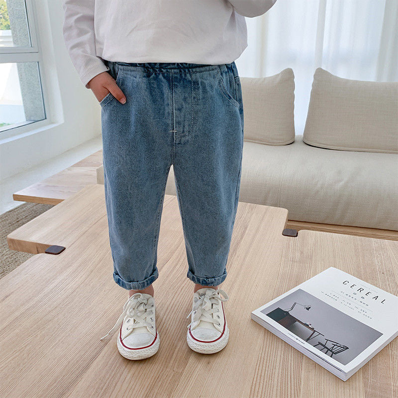 Kids Casual Denim Jeans Loose Fit Cotton Pants