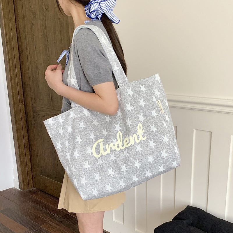 Women's Korean-Style Star Letter Large-Capacity Nylon Tote