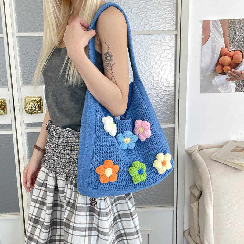 Women's Large-Capacity Lazy Style Knitted Holiday Tote Bag