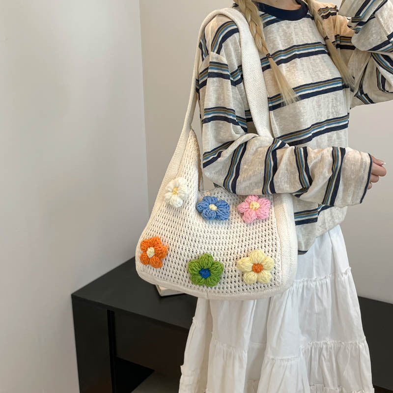Women's Large-Capacity Lazy Style Knitted Holiday Tote Bag