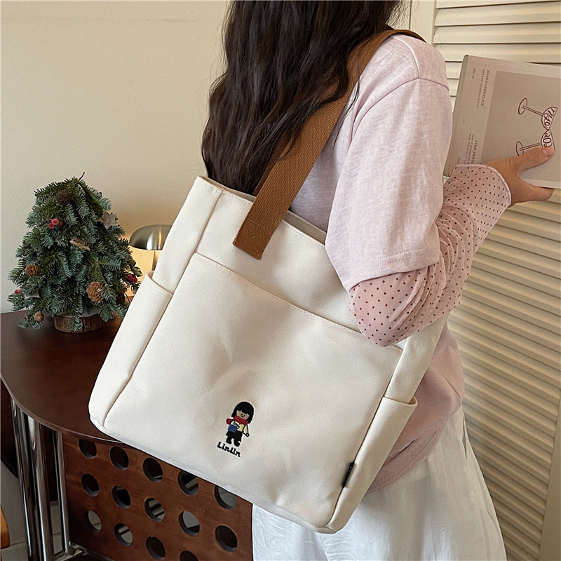 Women's Universal Cartoon Canvas Lightweight Large-Capacity Tote