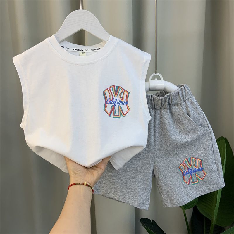 Kids Summer Sleeveless Vest Set Casual Two-Piece Outfit