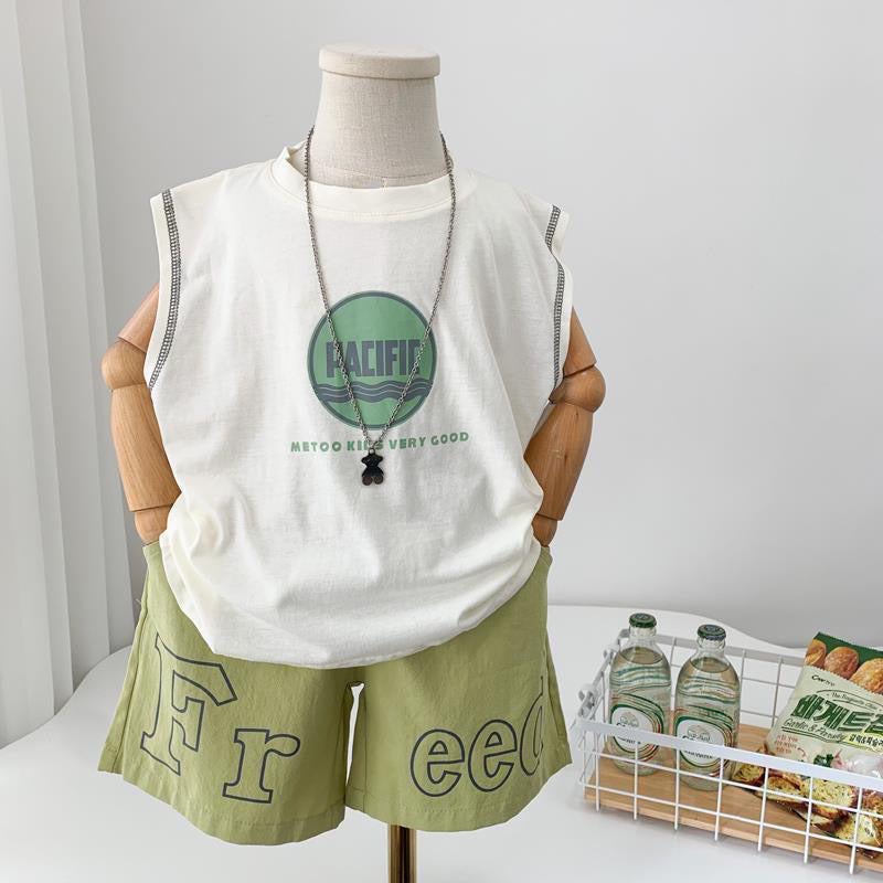 Kids Summer Sleeveless Vest Set Casual Two-Piece Shorts Outfit