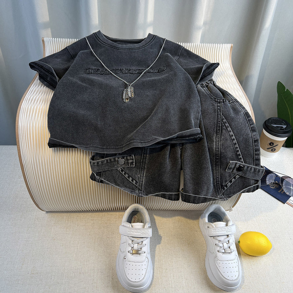 Kids Summer T-Shirt and Shorts Set Casual Korean Style Outfit