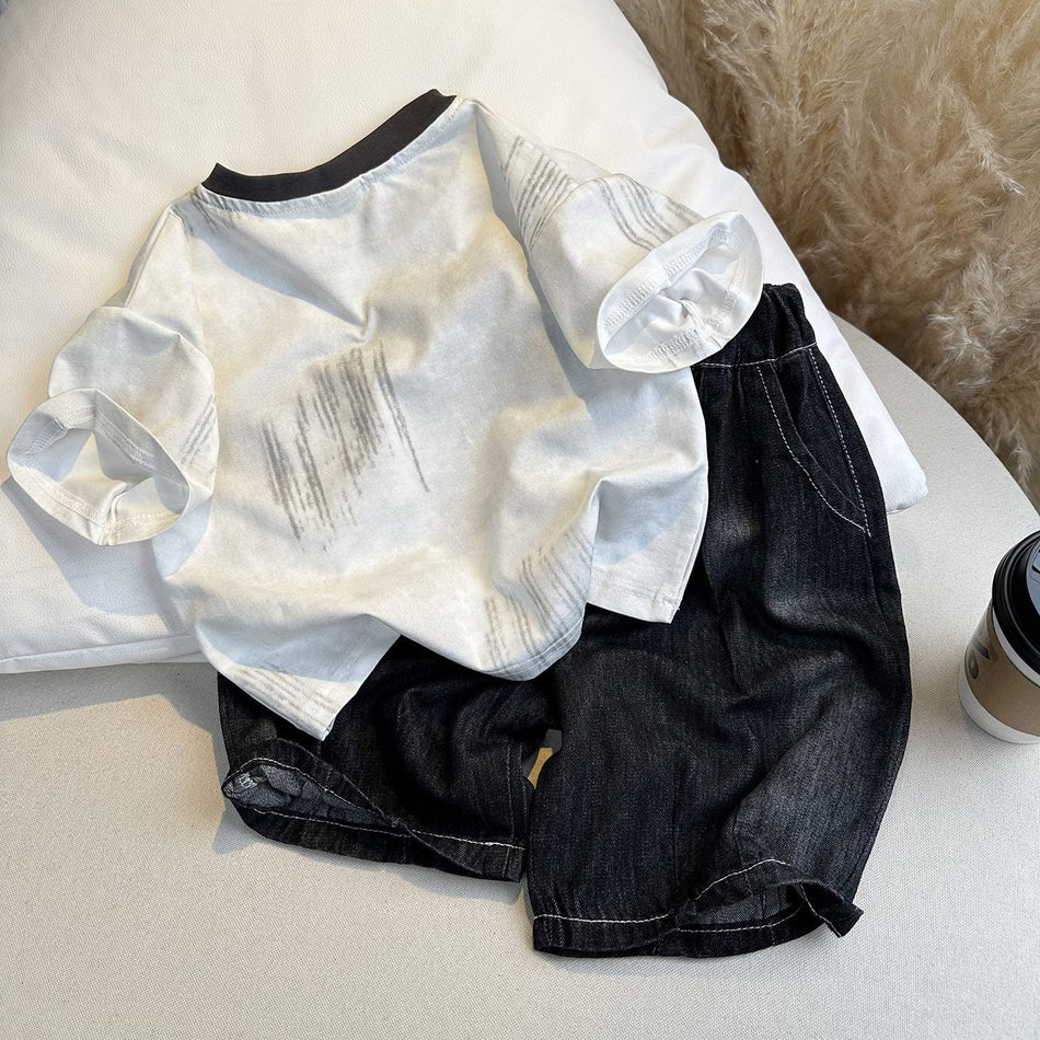 Kids Summer T-Shirt Set Casual Two-Piece Shorts Outfit