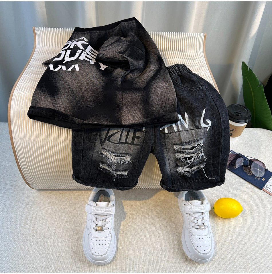 Kids Summer Casual T-Shirt Set Two-Piece Shorts Outfit