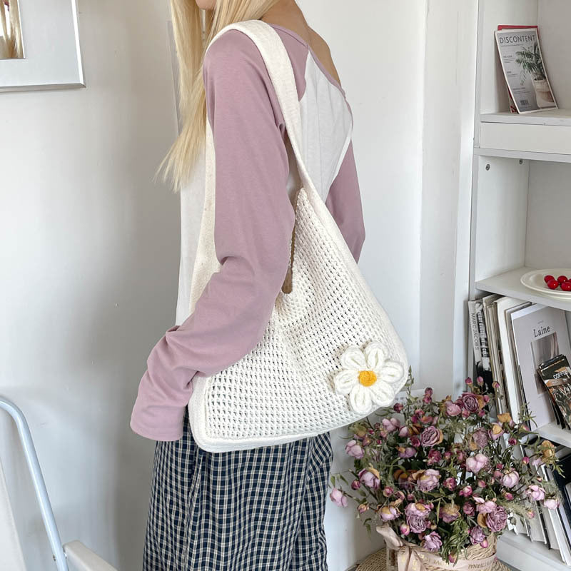 Women's Mori Style Cotton Rope Woven Large-Capacity Beach Tote