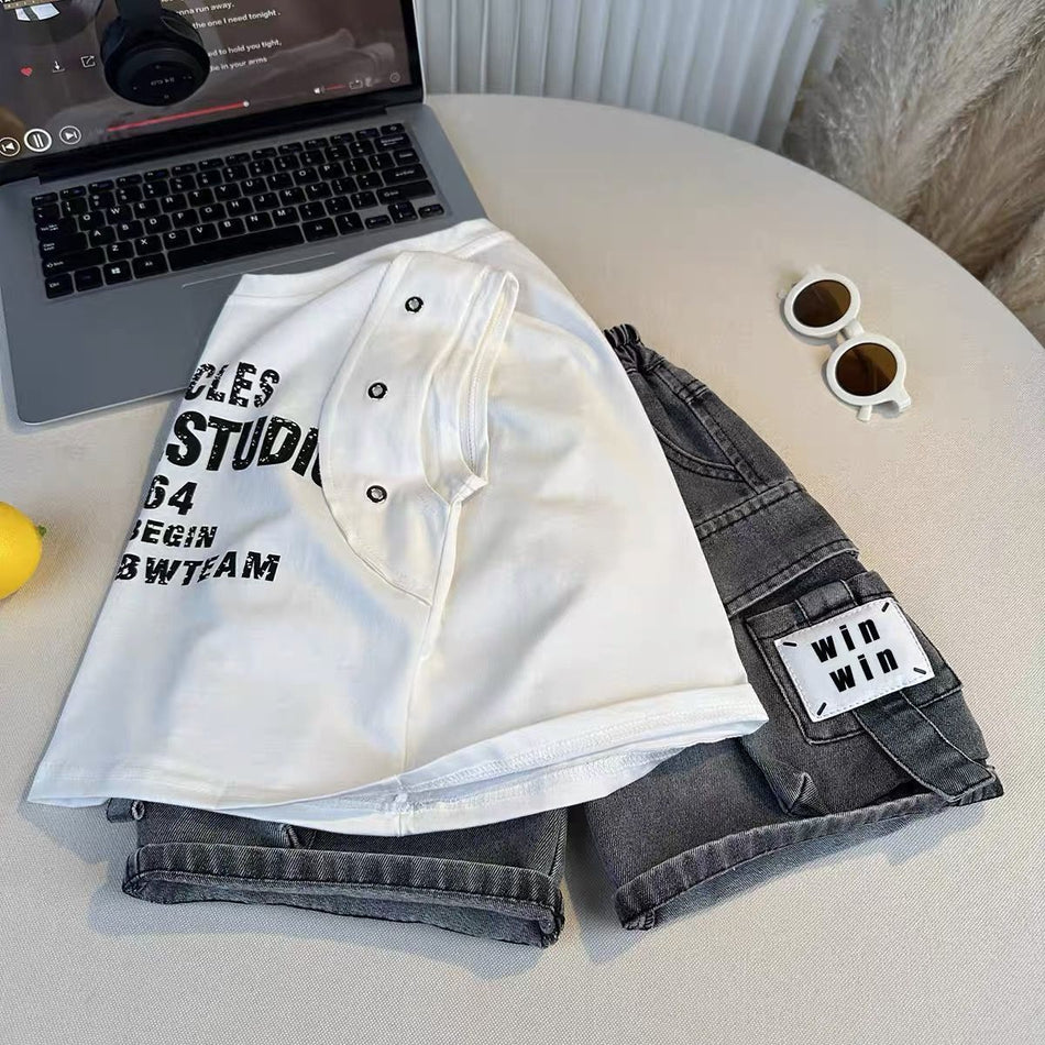 Kids Summer Vest Set Casual Two-Piece Shorts Outfit