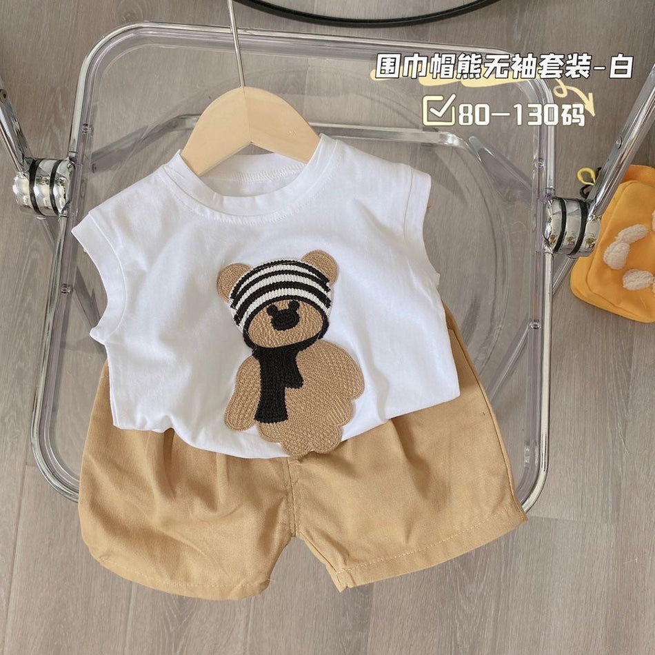 Kids Summer Sleeveless Vest Set Casual Two-Piece Outfit