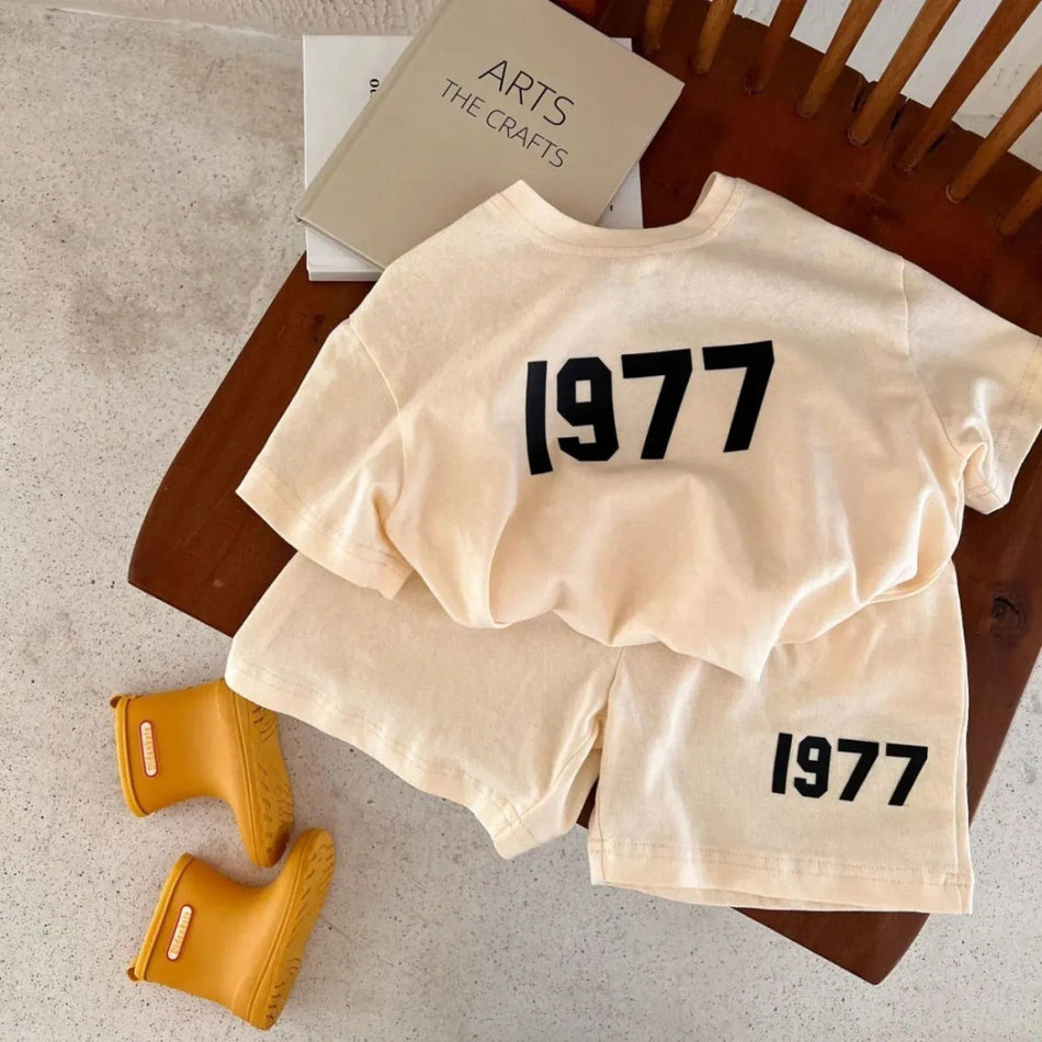 Boys Girls Summer Cotton Graphic Two-Piece Casual Set