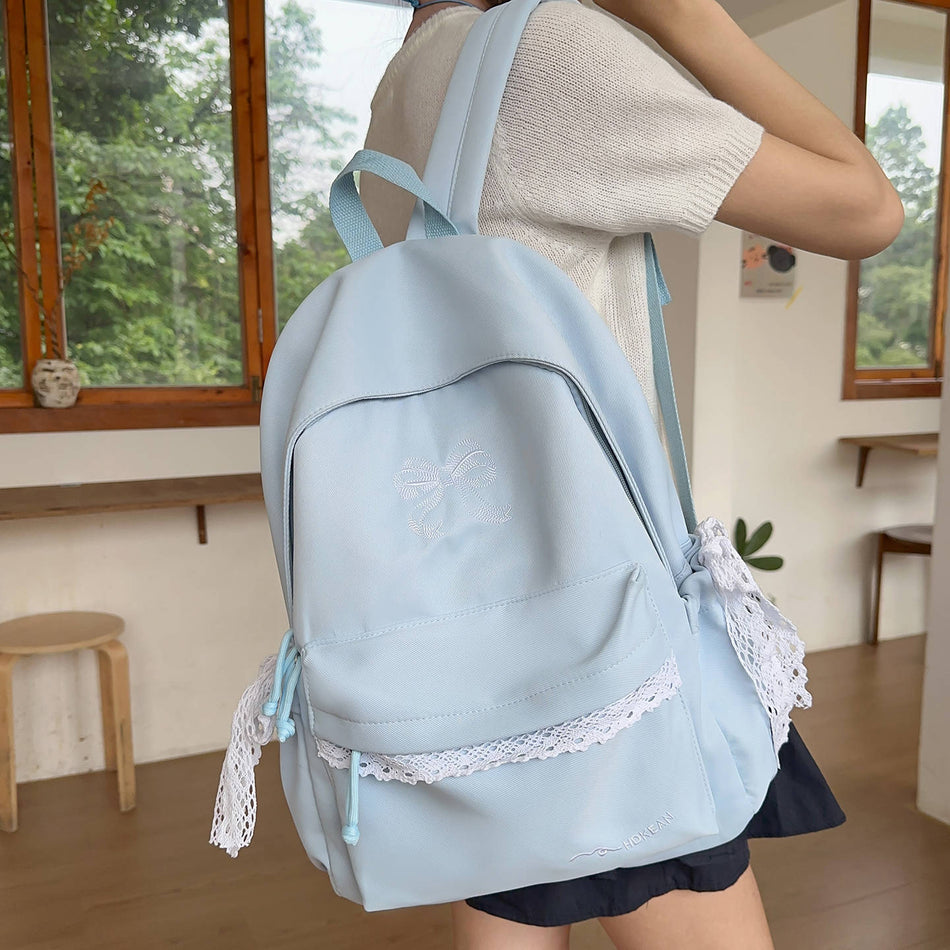 Women's Korean-Style Cute Solid-Color Lightweight Backpack