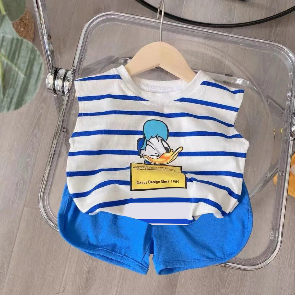Boys Cotton Vest Shorts Set Cartoon Summer Kids Outfit