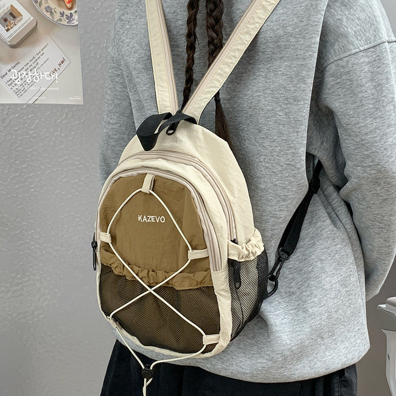 Ins-Style Contrasting Color Mesh Drawstring Outdoor & School