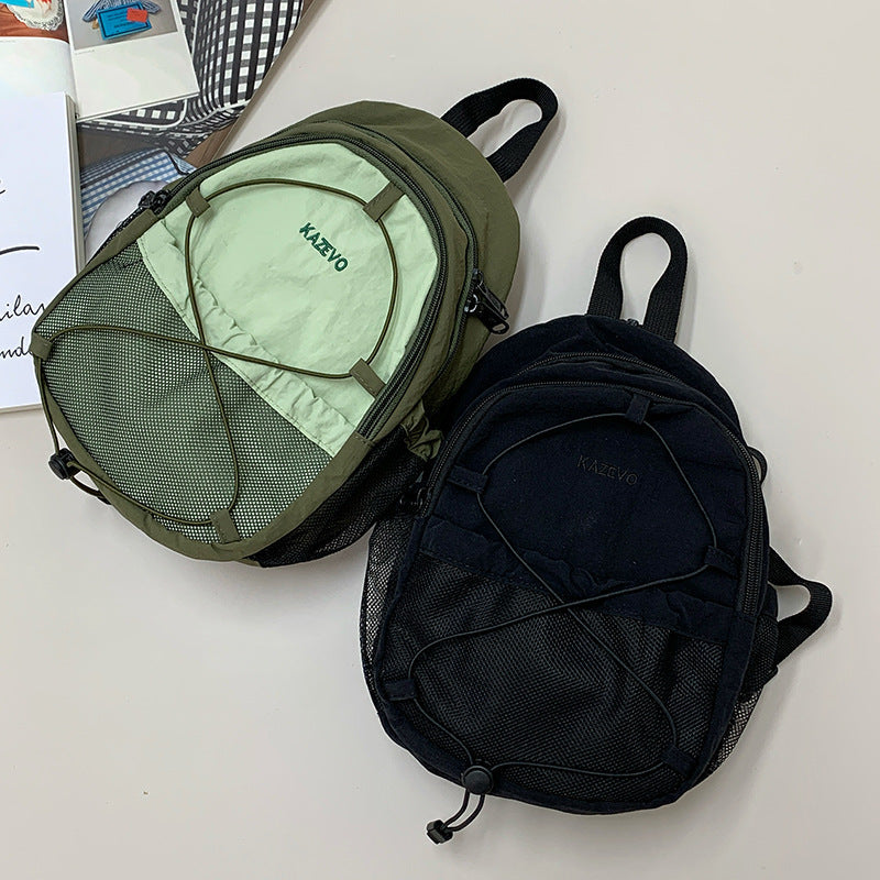 Ins-Style Contrasting Color Mesh Drawstring Outdoor & School