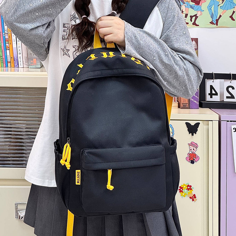 Women's Forest-Style Solid-Color Letter Embroidered Commuter