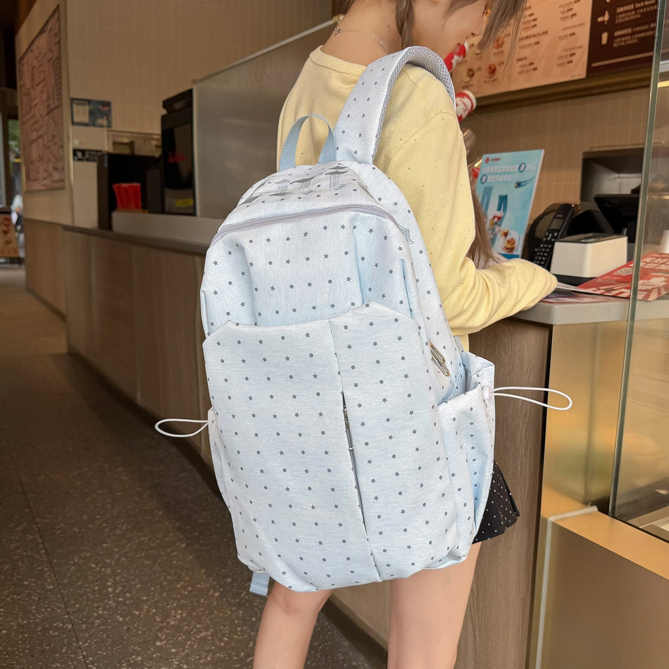 Women's Korean-Style Niche Polka Dot Pleated College Backpack