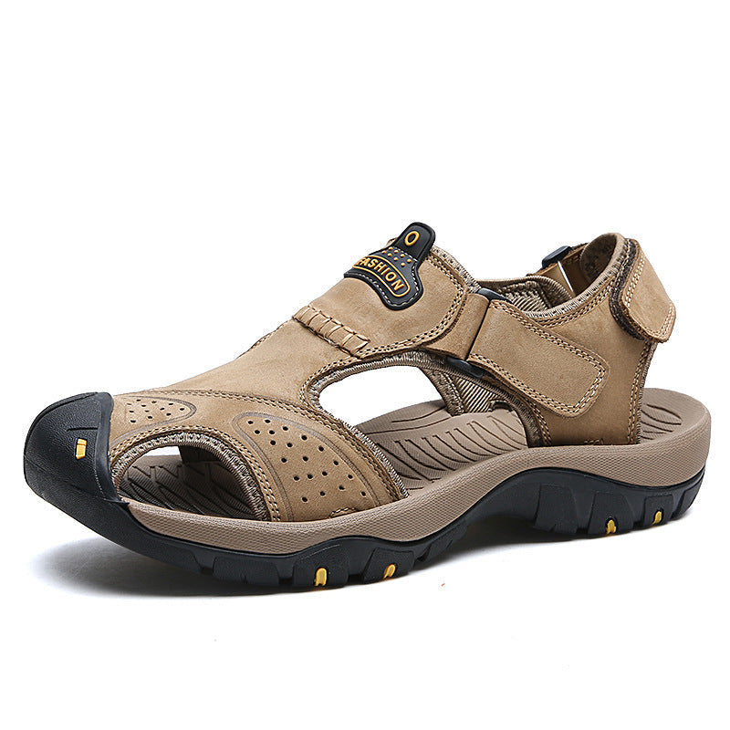 Men's Leather Beach Sandals Non-Slip Outdoor Casual Shoes