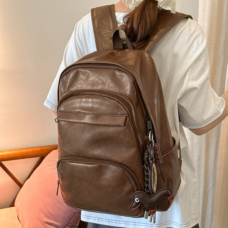 Unisex Retro PU Soft Leather Large-Capacity 15.6-Inch Laptop