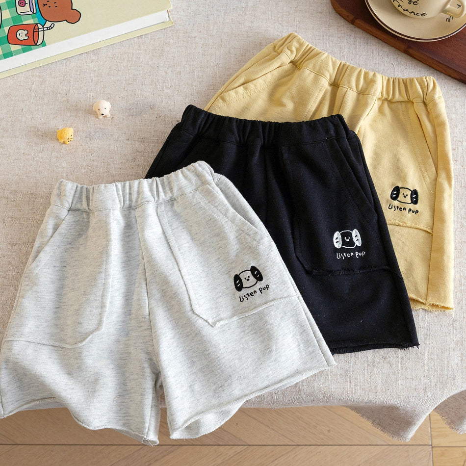 Kids Cotton Spandex Cartoon Summer Knee-Length Shorts