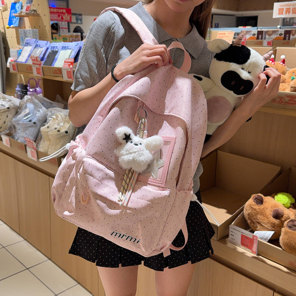 Korean Girl-Style Star Letter Embroidery Large-Capacity Backpack