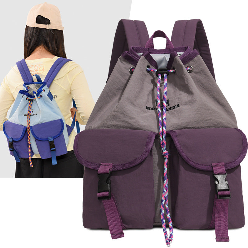 Unisex New Trendy Color-Blocking Large-Capacity Drawstring