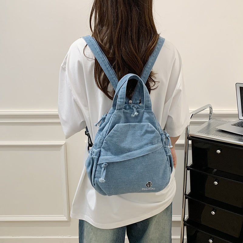 Korean High-Value Lightweight Denim Small Backpack & Chest Bag