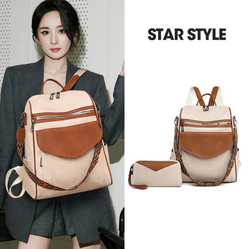 Retro Large-Capacity PU Leather Travel Backpack