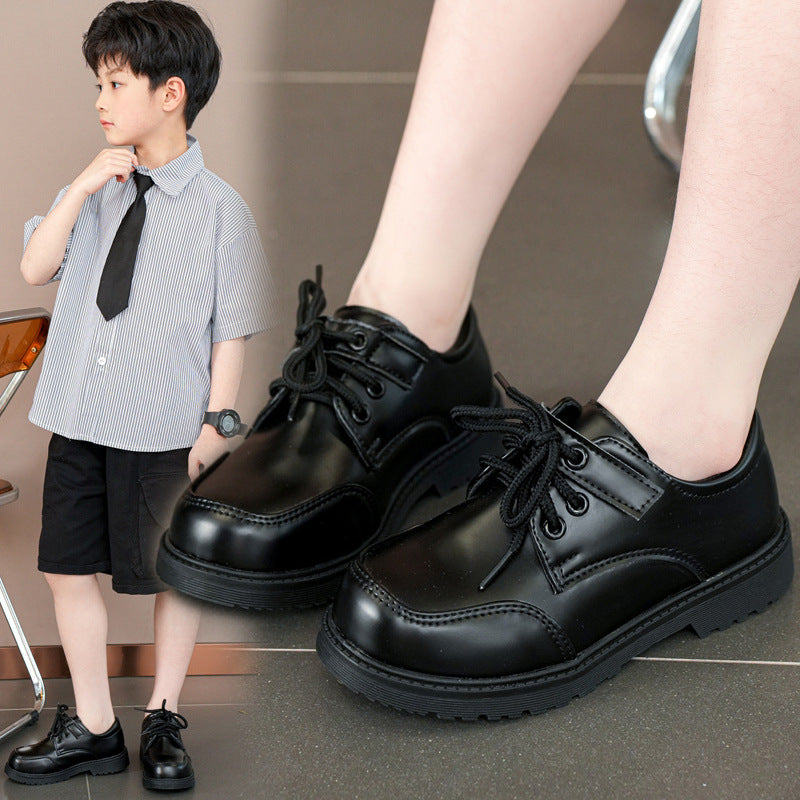 Boys Ultrafilm Leather School Shoes Soft Sole Velcro Design