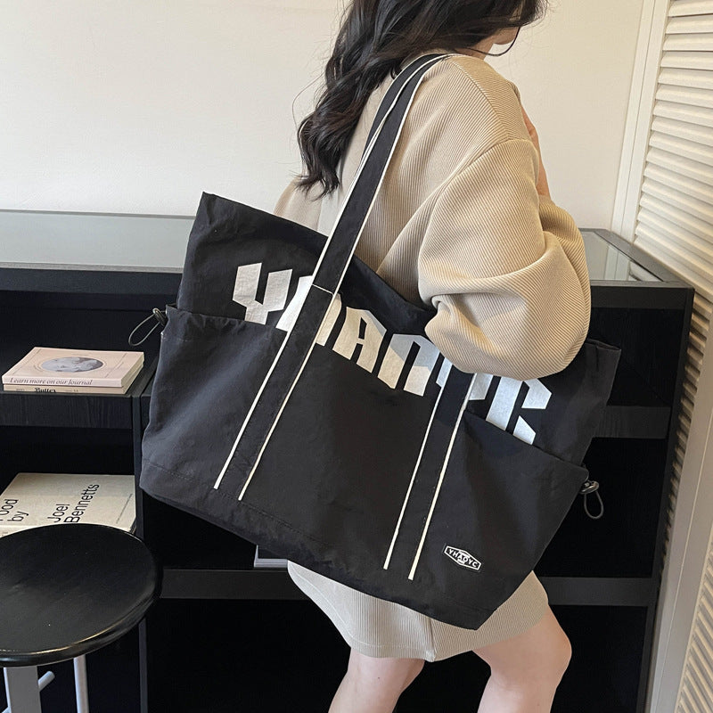 Korean Simple Canvas Large-Capacity Shoulder Tote Bag
