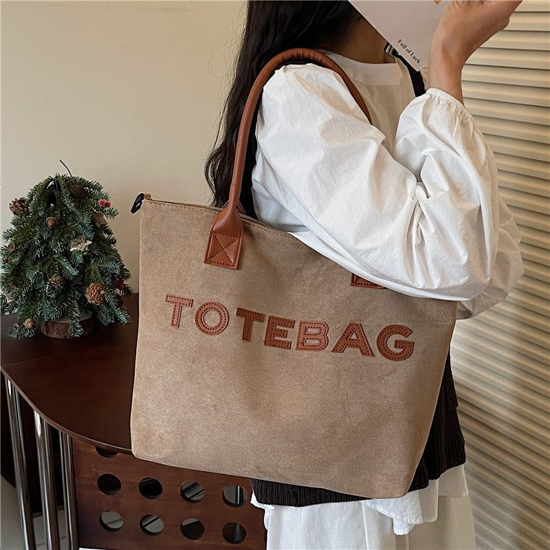 Casual Letter Large-Capacity Shoulder Crossbody Tote Bag