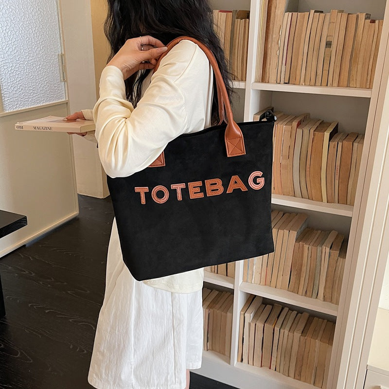 Casual Letter Large-Capacity Shoulder Crossbody Tote Bag