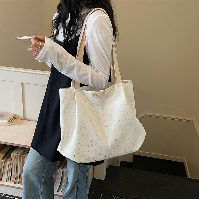 Korean Polka Dot Large-Capacity Shoulder Tote Bag