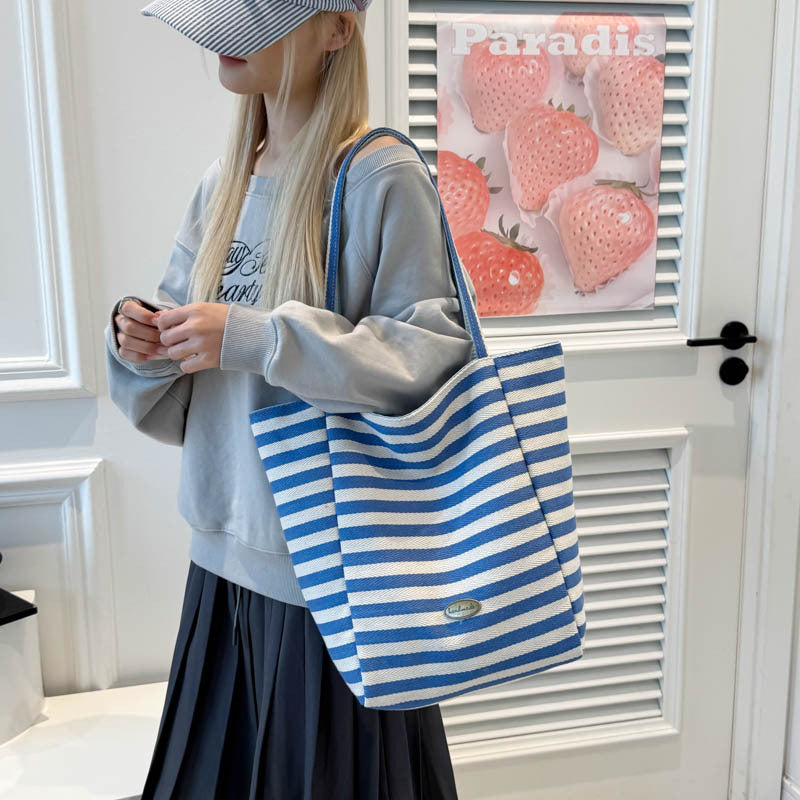 Cute Embroidered Nylon Large-Capacity Double-Sided Shoulder Tote