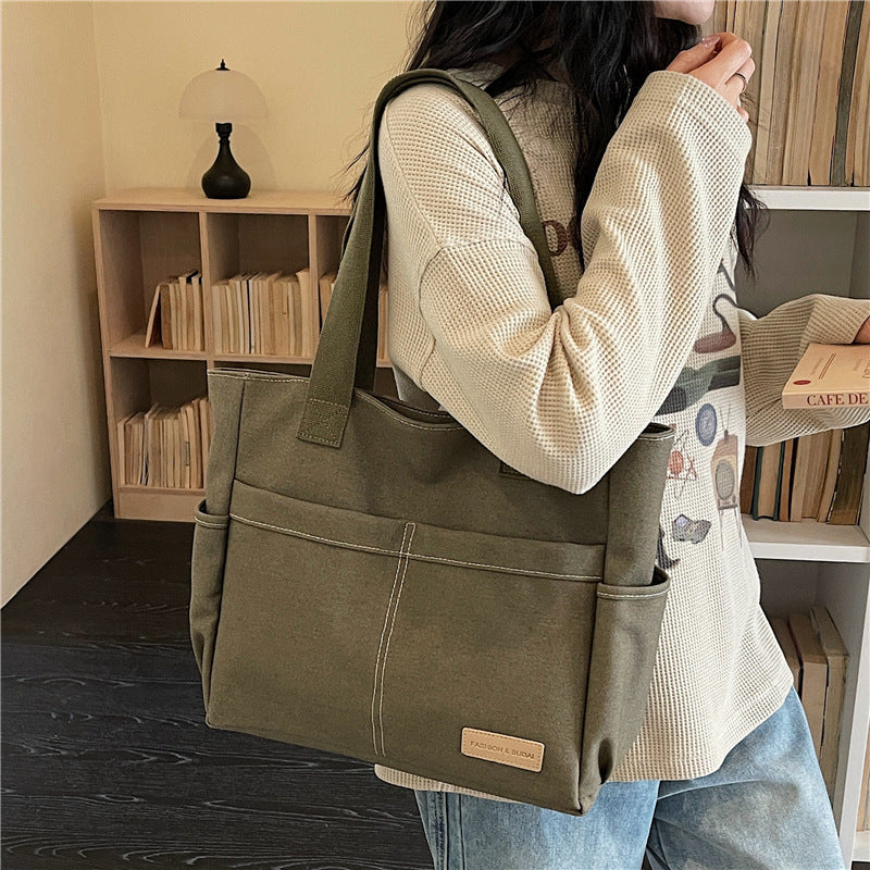 Artistic Fashion Large-Capacity Casual Canvas Shoulder Tote Bag