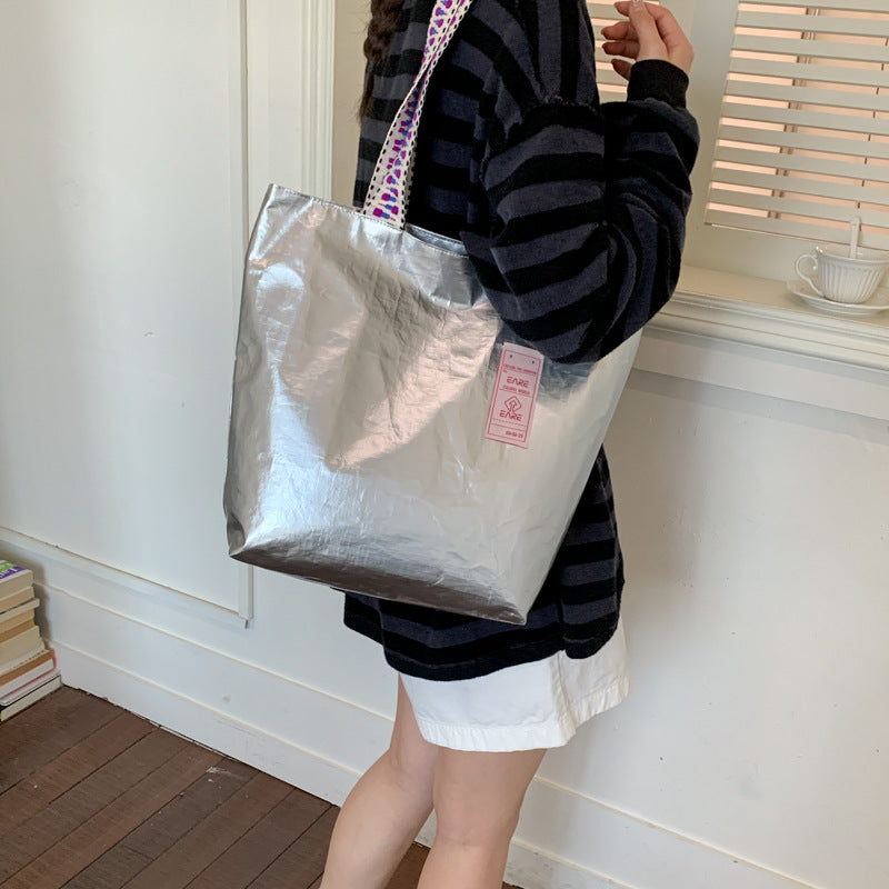 Retro Solid Color Large-Capacity Canvas Shoulder Tote Bag