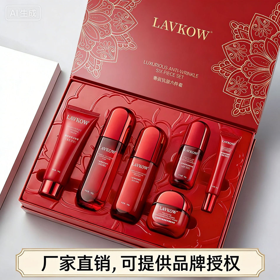 Red Peony Hydrating Anti Aging Skincare Six Piece Set