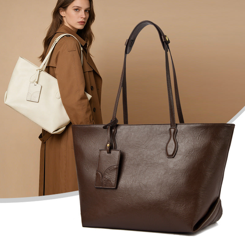 Women's New High-End Simple Large-Capacity Commuter Shoulder Tote