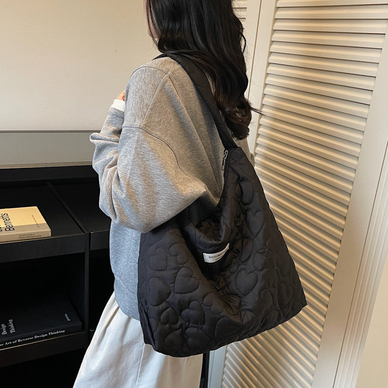 Black Canvas Large-Capacity High-End Commuter Crossbody Shoulder