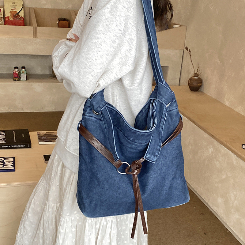 Women's Korean Lazy Denim Commuter Tote Bag