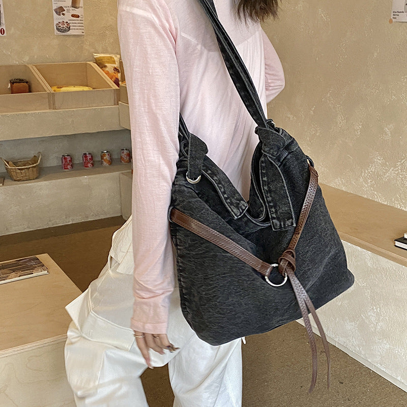 Women's Korean Lazy Denim Commuter Tote Bag