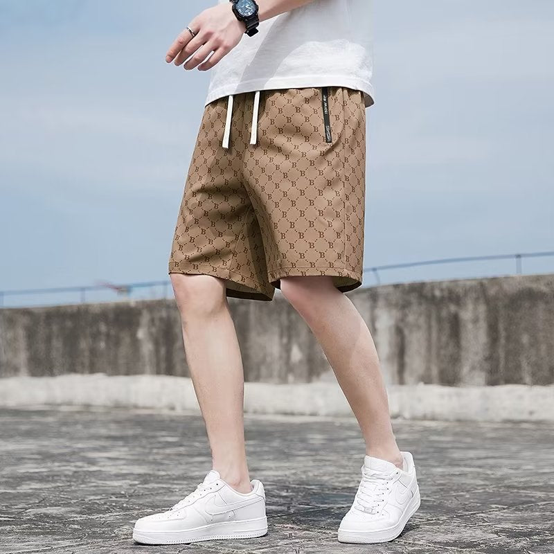 Men's Ice Silk Printed Shorts – Lightweight Quick-Dry Beach &