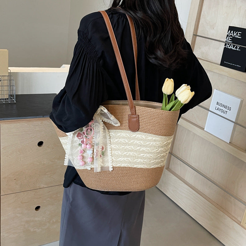Women's New Style Straw Woven Beach Basket Bag