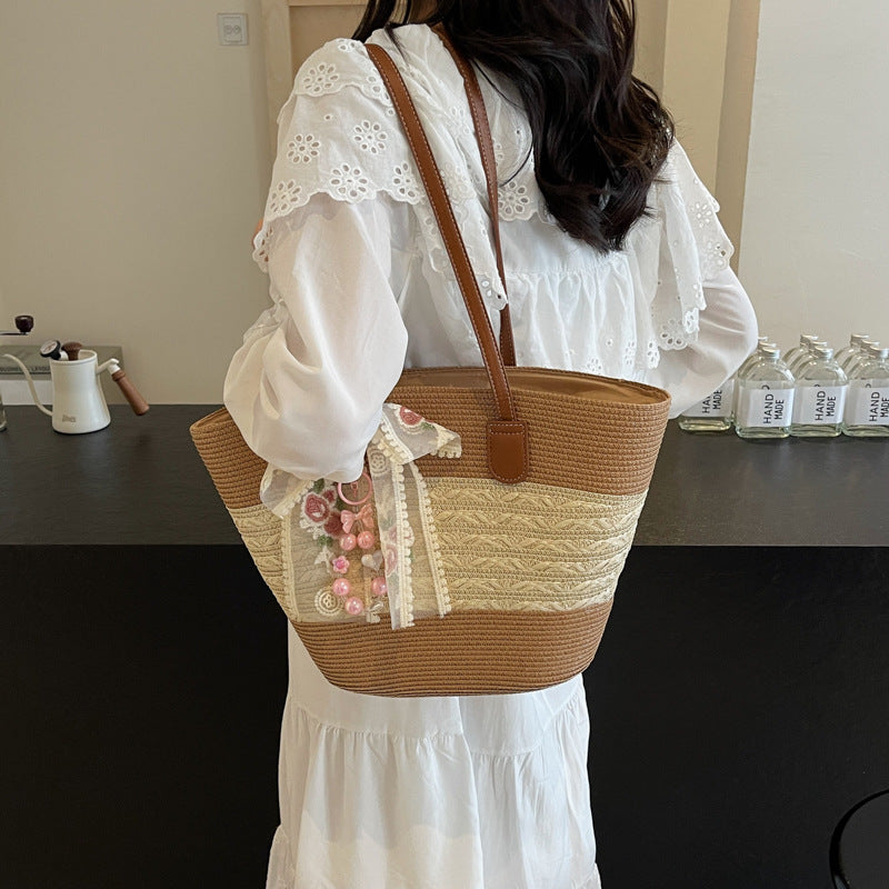 Women's New Style Straw Woven Beach Basket Bag