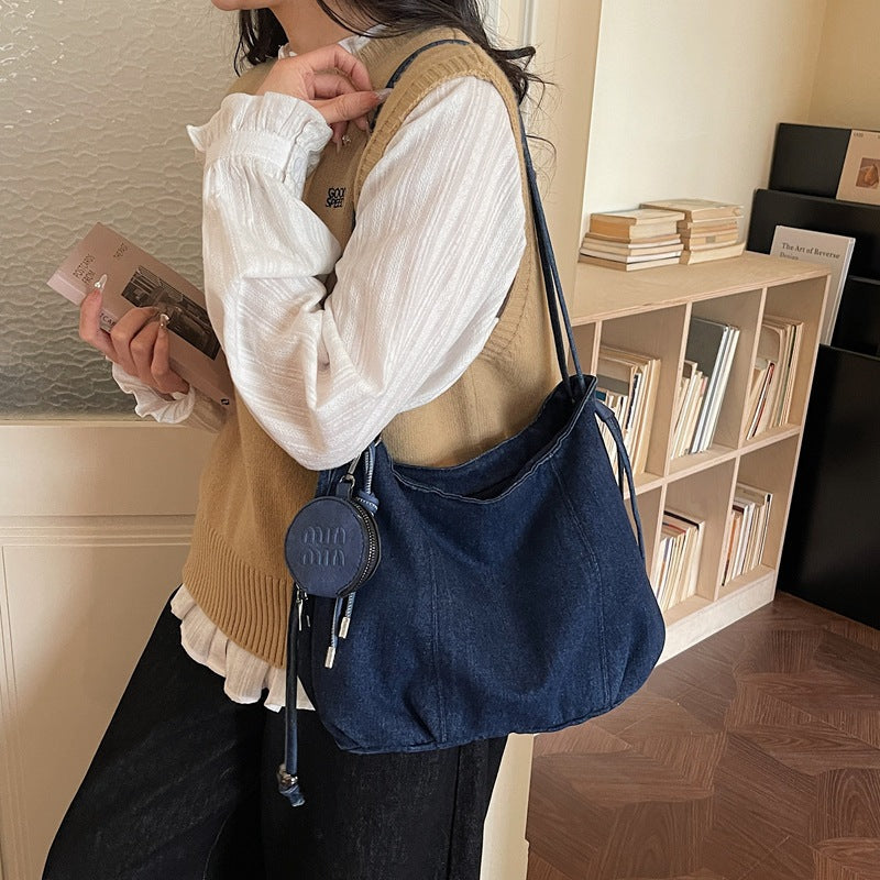 Women's Trendy Denim Large-Capacity Crossbody Tote Bag